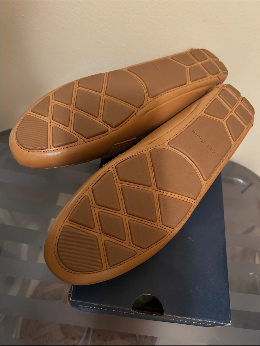Cole Haan Tan Leather Chain-Trim Loafers - Picture 3 of 3